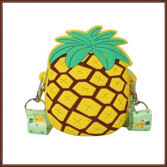 Túi Đeo Chéo Bằng Silicon Họa Tiết Trái Cây Hoạt Hình Dễ Thương Cho Bé