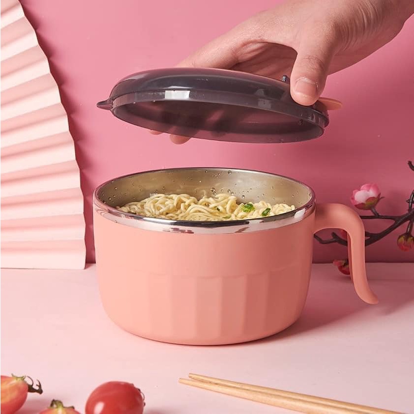 Bát ăn mì tôm lõi innox, có tay cầm tiện dụng