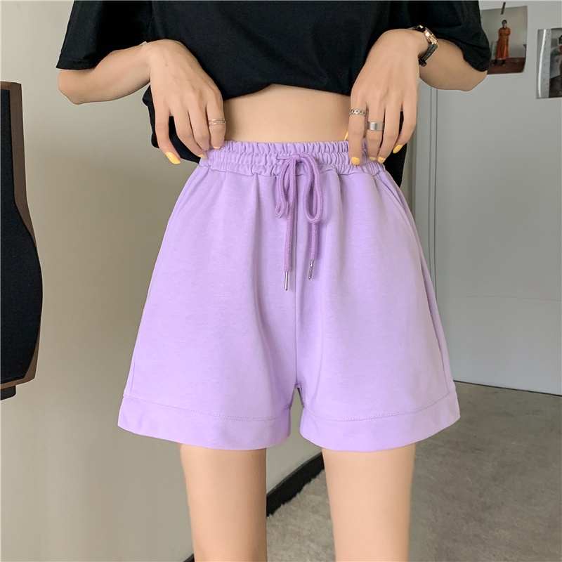 Quần short ống rộng màu trơn thời trang hè phong cách Hàn Quốc cho nữ