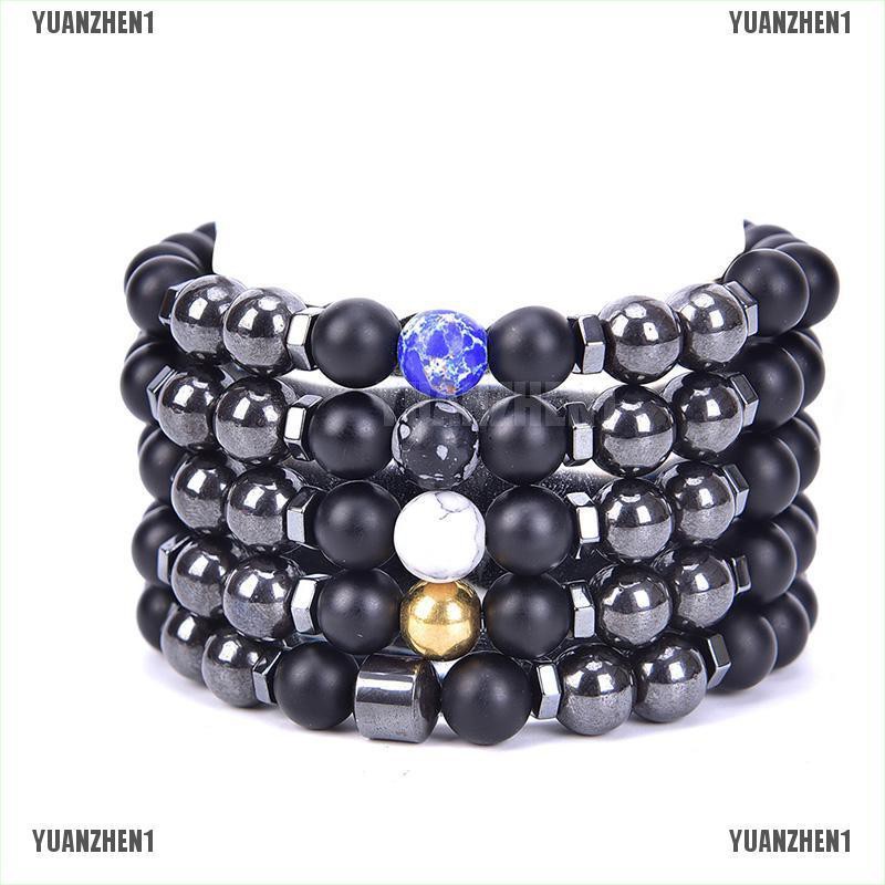 Vòng Tay Hạt Đá Hematite Màu Đen Từ Tính Chăm Sóc Sức Khỏe YUANZHEN1