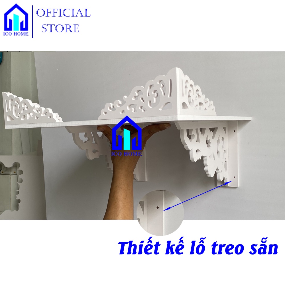 Bàn thờ treo tường bằng gỗ màu trắng đẹp hiện đại giá rẻ, có thể làm theo yêu cầu - ICO HOME