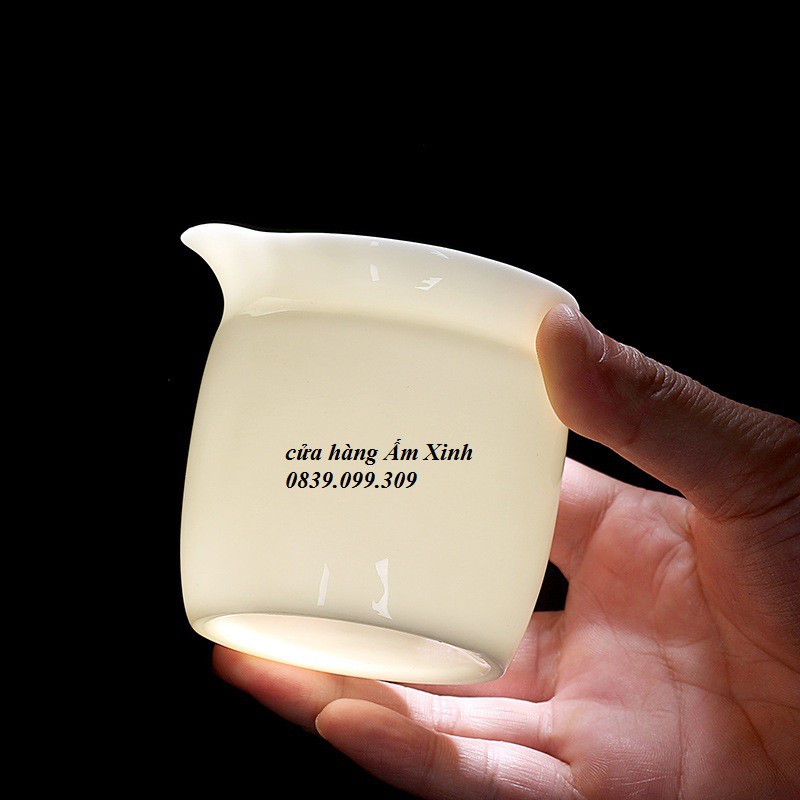 Bộ ấm chén sứ Bạch Định Thấu Quang