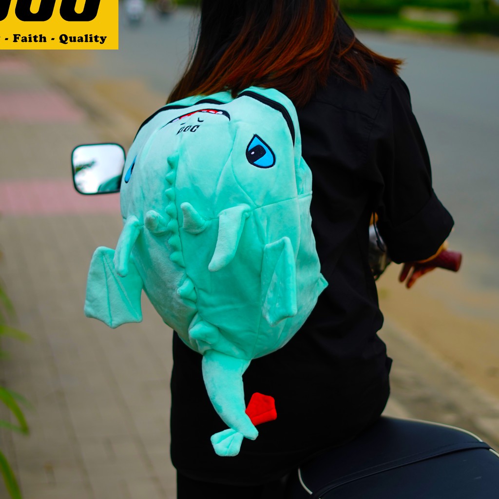 Balo Rồng răng sún màu Xanh Ngọc Kute đáng yêu