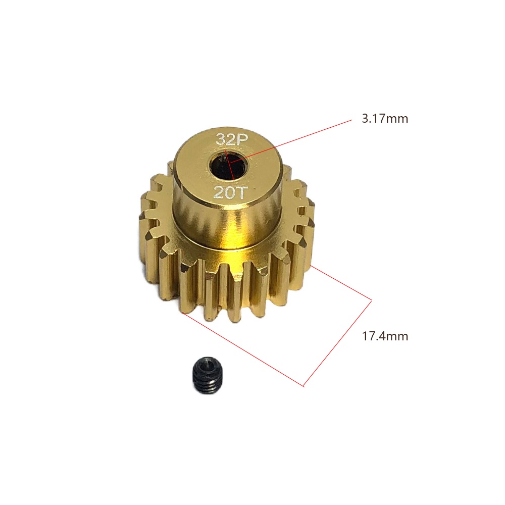 Bánh Răng Hộp Số Bằng Hợp Kim Nhôm 32P M0.8 3.175mm 12T 13T 14T 15T 16T 17T 18T 19T 20T Cho Mô Hình Xe 1/10