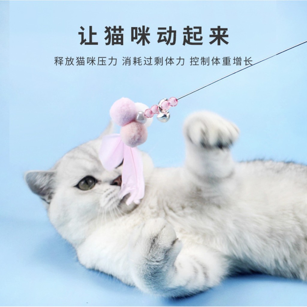 Bộ Cần Câu Mèo Gồm 3 Cần Câu Màu Pastel Cực Sang Chảnh - Hấp Dẫn Mèo Chơi Cả Ngày