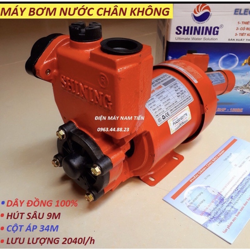 Máy bơm nước chân không Shining 150E hàng Việt Nam  chính hãng giá rẻ tặng kèm dong , cổ hút , cổ sả , băng tan