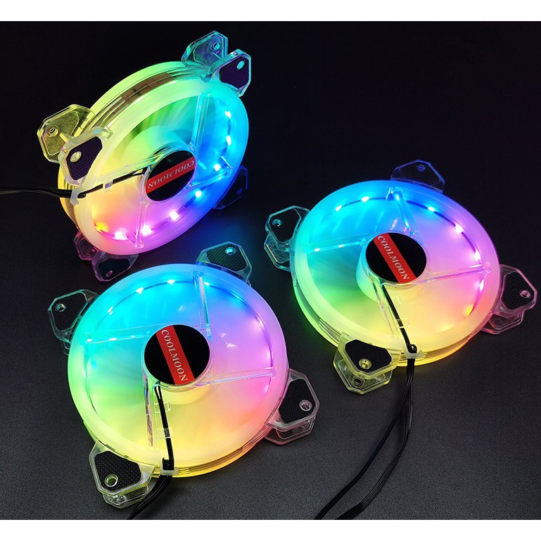Bộ 3 Đến 8 Fan Case Led RGB Coolmoon K5 Ver 2020 - Dual Ring Có Hub Led RGB (Bộ Bao Gồm Fan+Hub+Remo