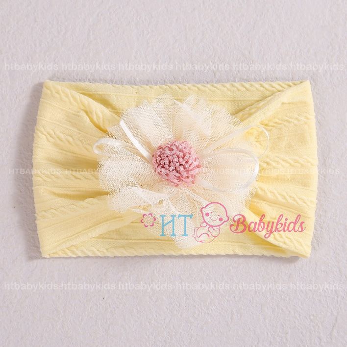 Bờm tóc, băng đô len gân đính hoa cho bé nhiều mẫu xinh