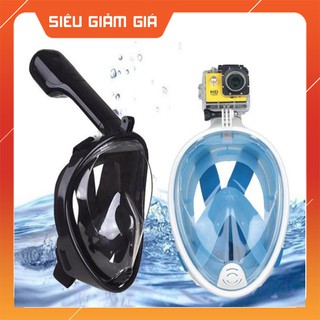 Mặt Nạ Lặn Biển Full Face Có Ống Thở Ngăn Nước Tăng Thời Gian Lặn Gắn GoPro 2 Màu Xanh Đen - k1005