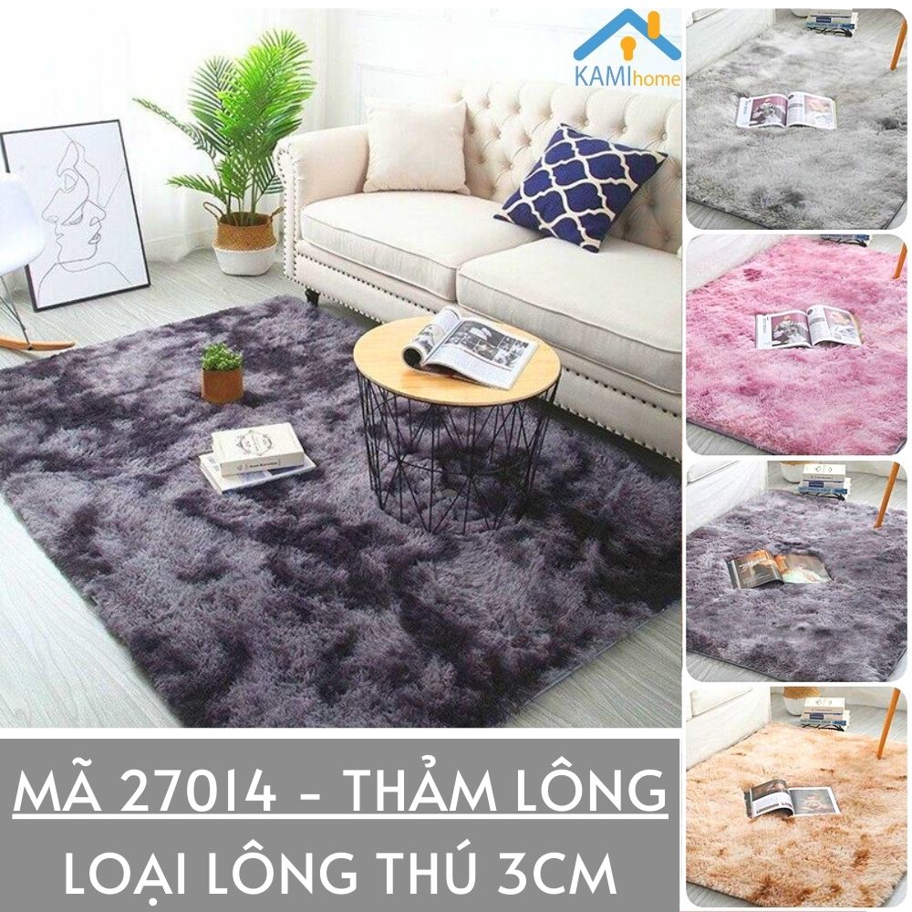 Thảm lông loang trải sàn (Cỡ 200*160cm và Cỡ khác) có Lớp chống trượt trang trí chụp ảnh Chữ nhật mã 27013.27014