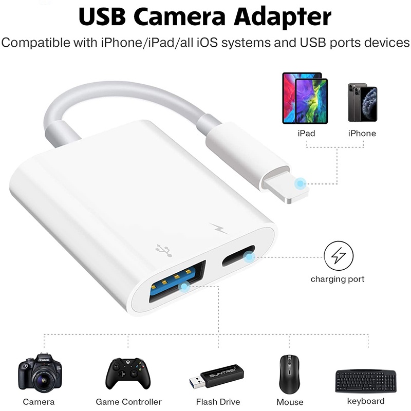 Đầu Chuyển Đổi Cáp OTG Lightning Sang USB Tiện Dụng Cho IOS 13 U Disk OTG Ipad Iphone 11 Pro Xs Max Xr X 6 7 8 Plus