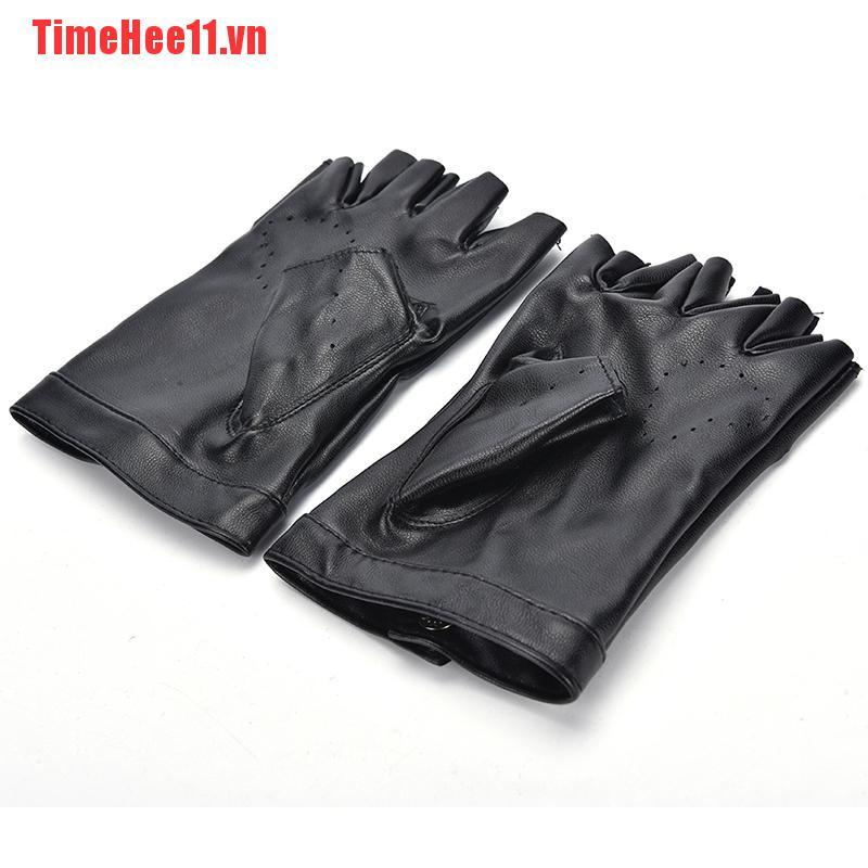 【TimeHee11】New Women Punk Leather Driving Biker Fingerless Mittens Dance Moto