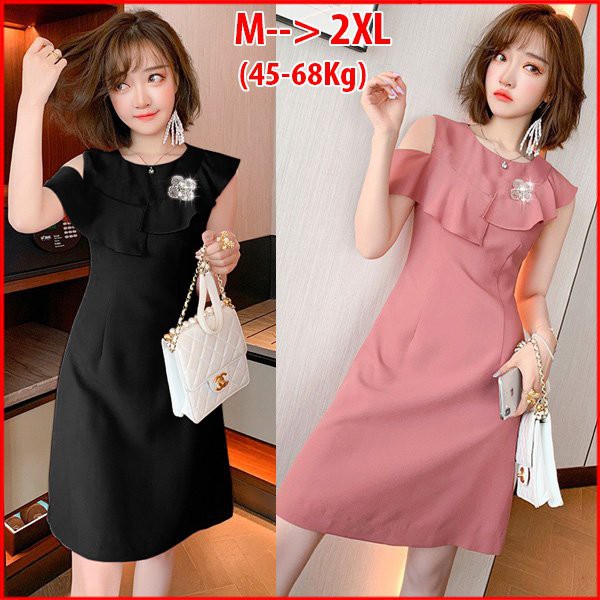 GIÁ SỐC - ĐẦM SUÔNG NỮ CÔNG SỞ KIỂU ĐẦM SUÔNG RỚT VAI PHỐI BÈO KÈM PHỤ KIỆN, ĐẦM DỰ TIỆC CAO CẤP SANG TRỌNG D3298
