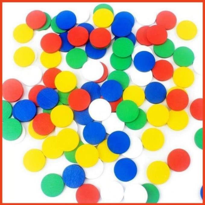 Xu màu giáo cụ Montessori - 100 hạt gỗ màu - xu màu