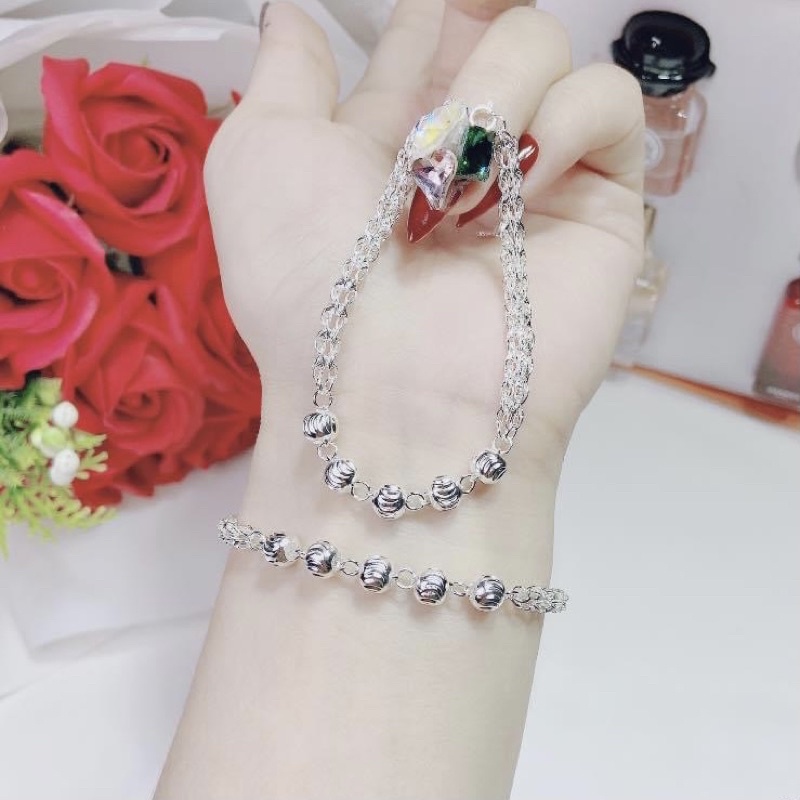 Lắc tay nữ Bạc S925 , dày dặn , sáng bóng - Vàng bạc Khải Khải