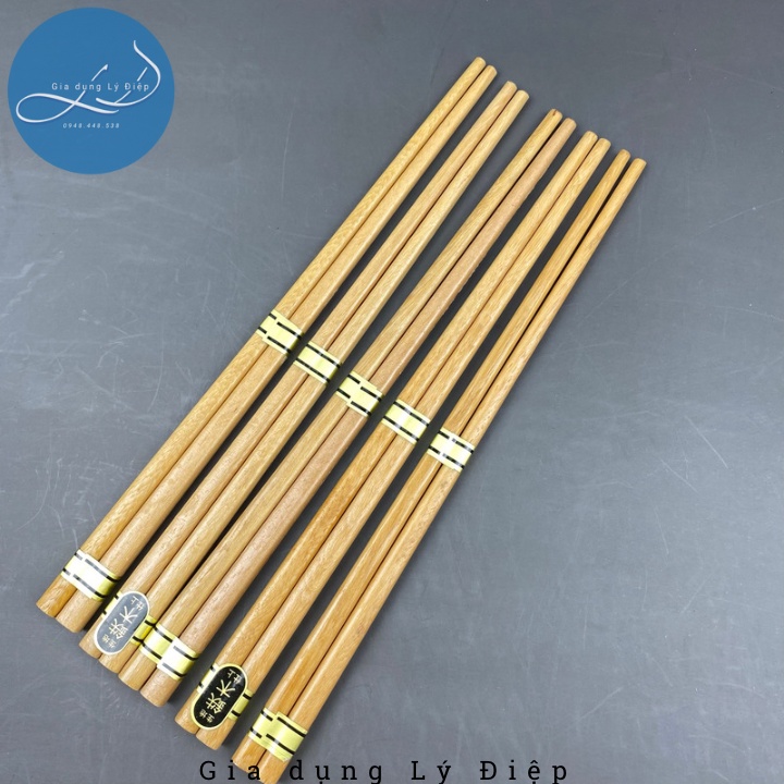 10 đôi Đũa gỗ vàng Đài Loan loại 1 phục vụ cho gia đình, quán ăn