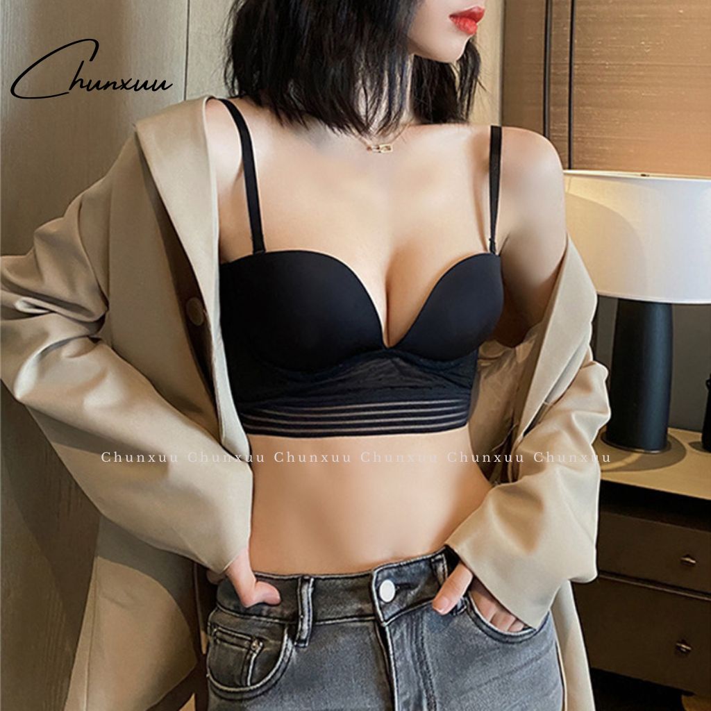 Áo lót nữ CHUNXUU thiết kế hở lưng, vải su phối ren mềm mát có gọng nâng đẩy ngực - AV45