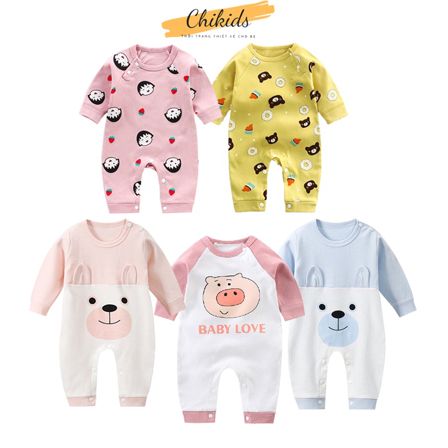 Bodysuit dài tay cho bé trai bé gái chất cotton hàn hàng quảng châu cao cấp loại 1