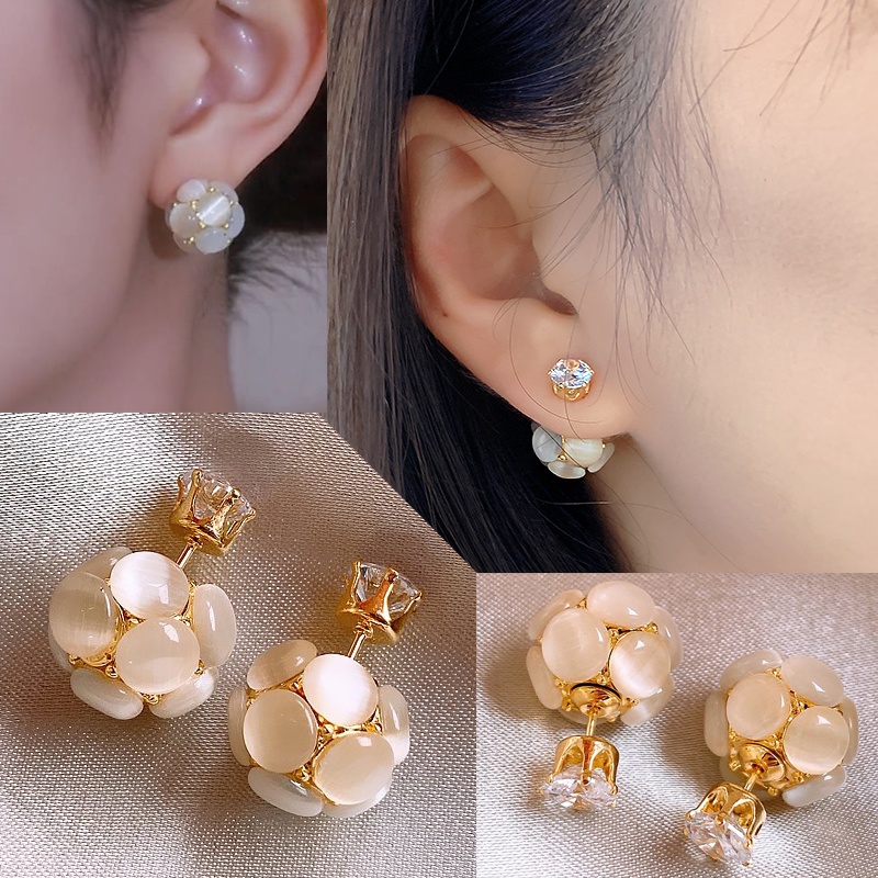 Bông Tai Mạ Bạc 925 Đính Đá Opal Thời Trang Cho Nữ