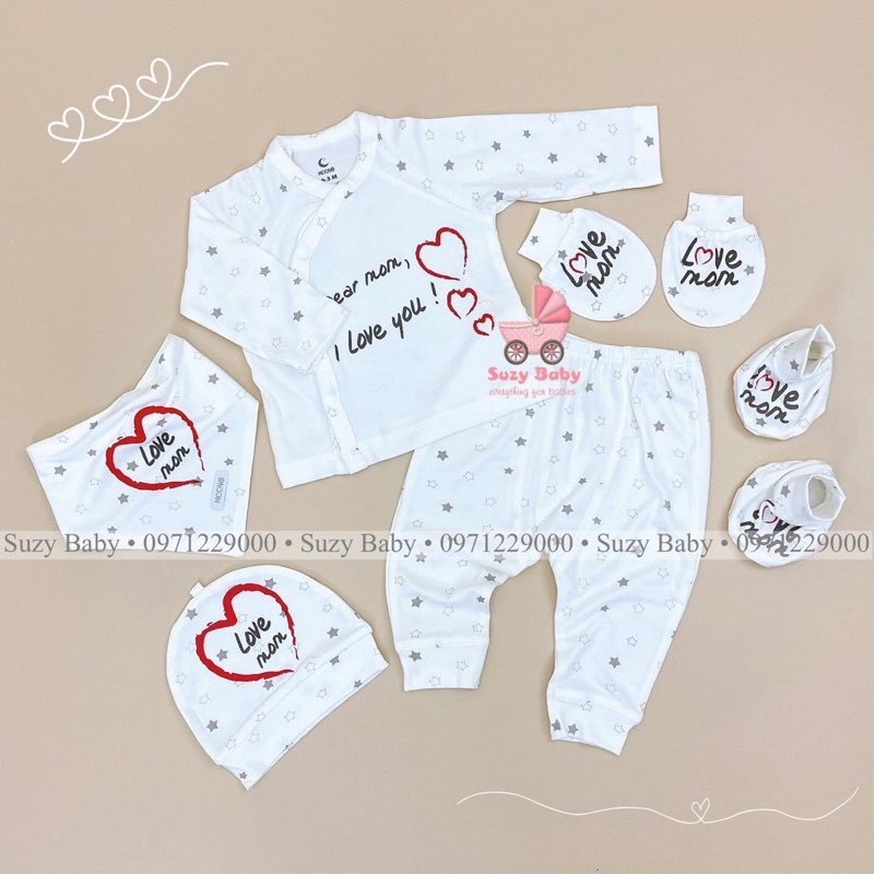 SET BỘ SƠ SINH MOON PETIT đầy đủ phụ kiện, Suzy baby