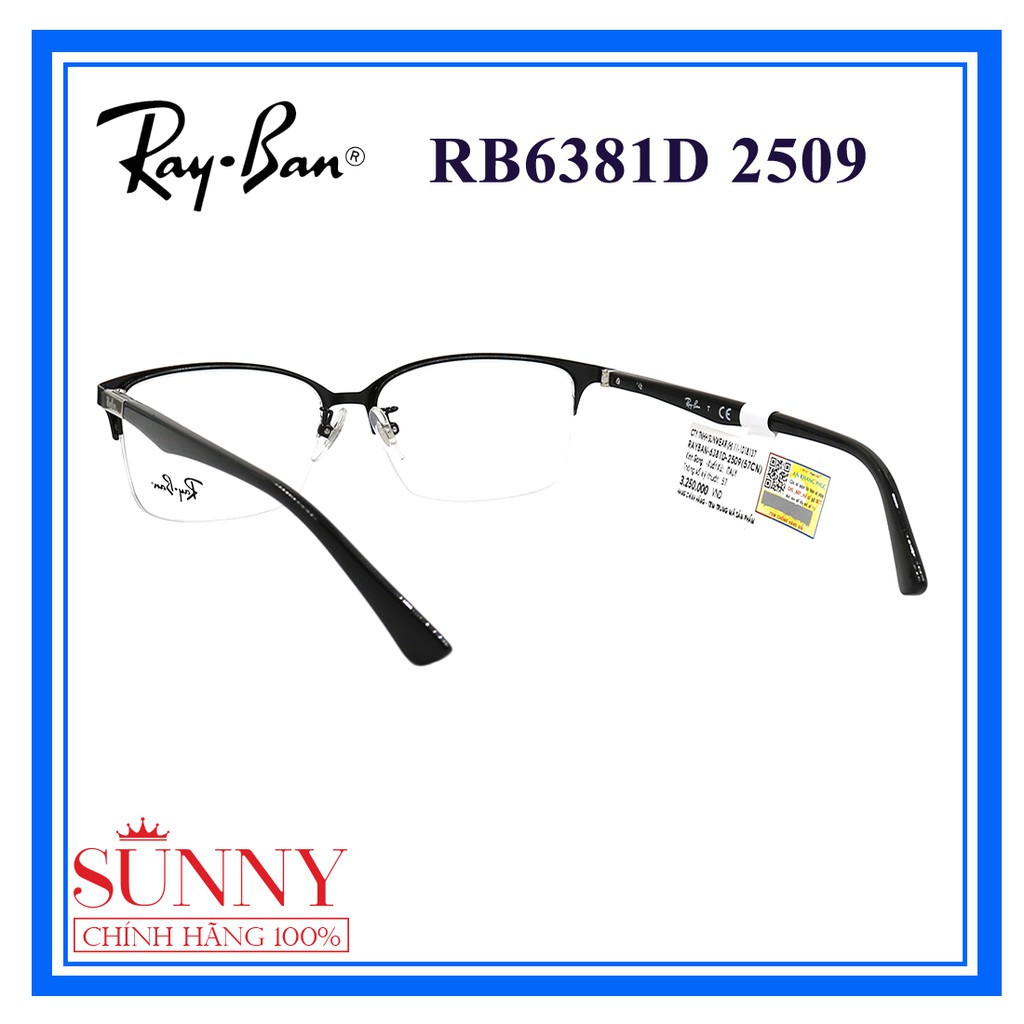 Kính mát Rayban 0 độ - sp chính hãng kèm tem chống hàng giả của bộ công an. Mã sp RB6381D 2509