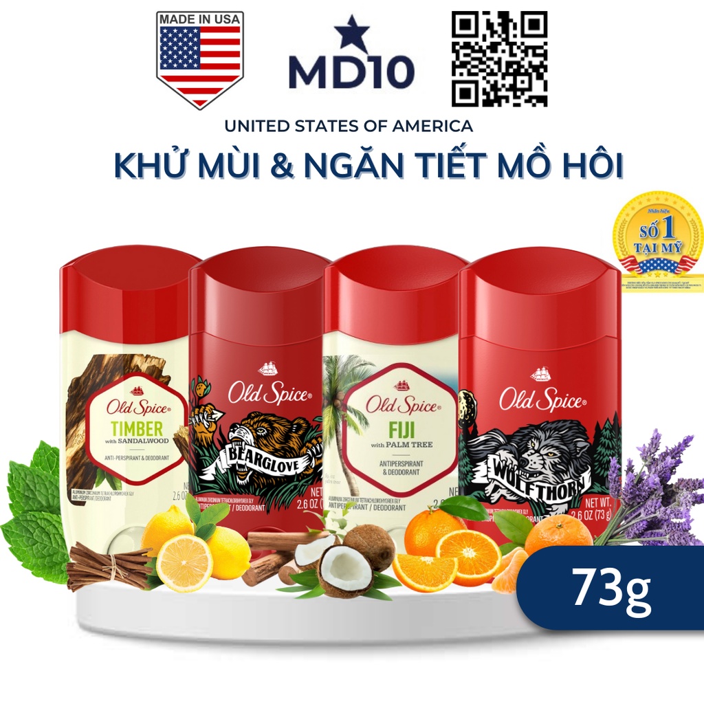 Combo Sáp khử mùi nam và Gel tắm Old Spice nhập khẩu Mỹ nhiều mùi hương