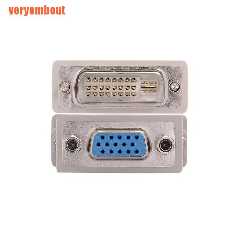 15 Pin VGA Female to 24+1 pin DVI-D Male Adapter Video Converter for PC L