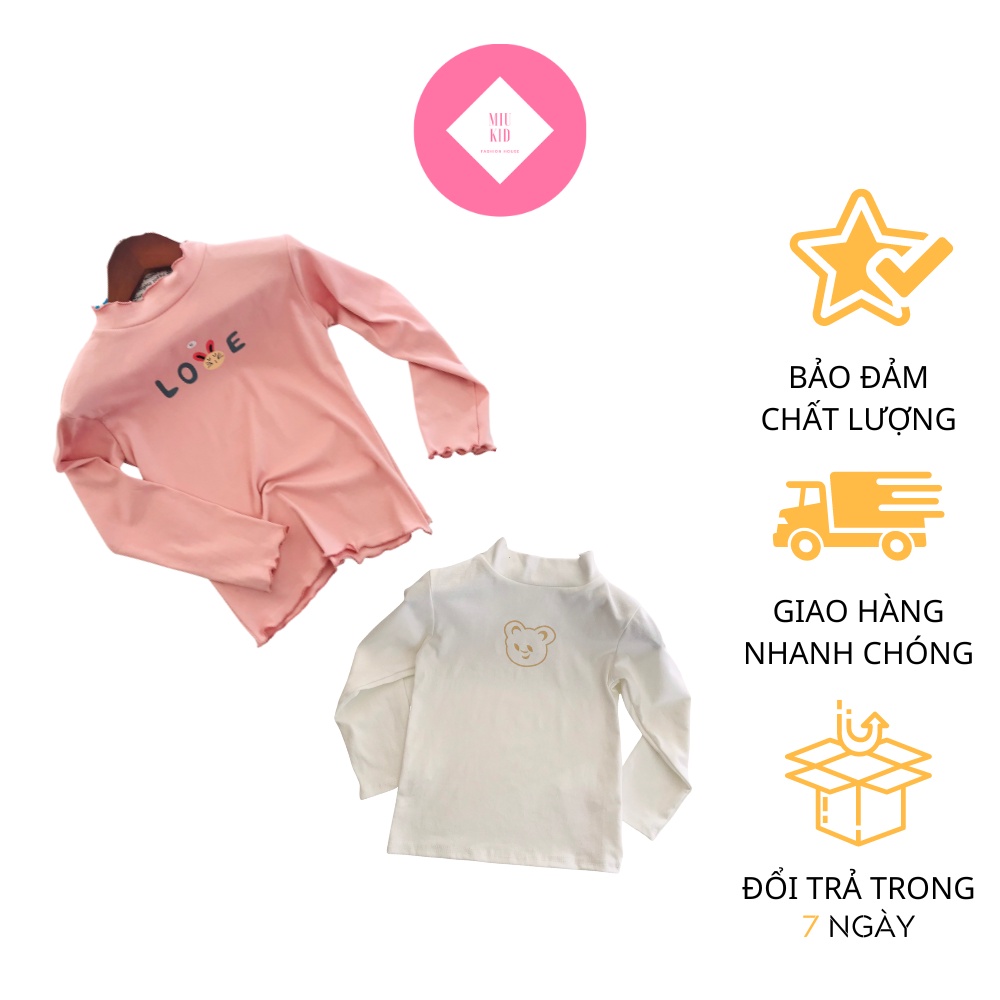 ÁO GIỮ NHIỆT CHO BÉ MIUKIDS, ÁO THUN COTTON DÀI TAY CỔ 3 PHÂN HÀNG SIÊU ĐẸP DÀNH CHO BÉ YÊU