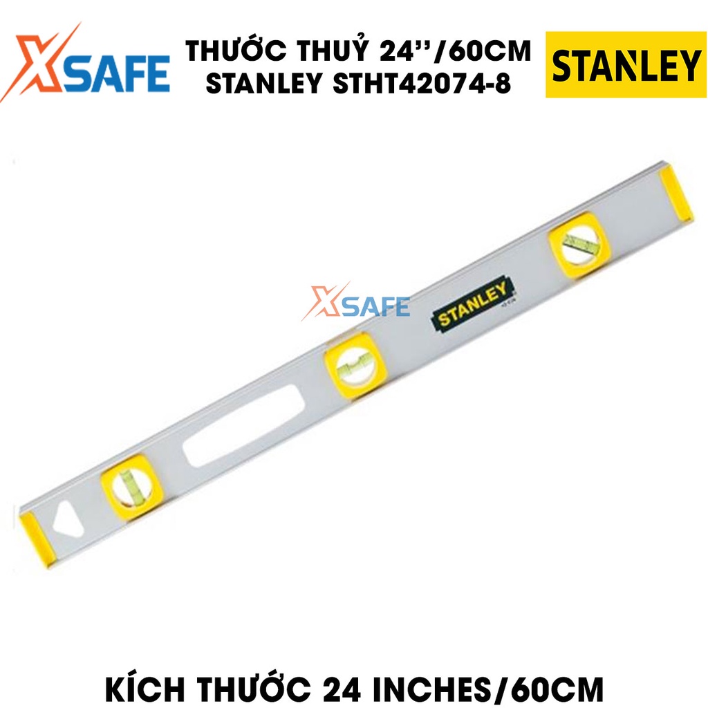 Thước thuỷ STANLEY thân nhôm cao cấp Thước cân bằng độ chính xác cao, 2 phương đứng nằm chính hãng