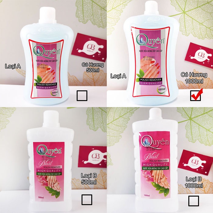 Nước rửa móng tay cao cấp Quyên 500ml - 1000ml