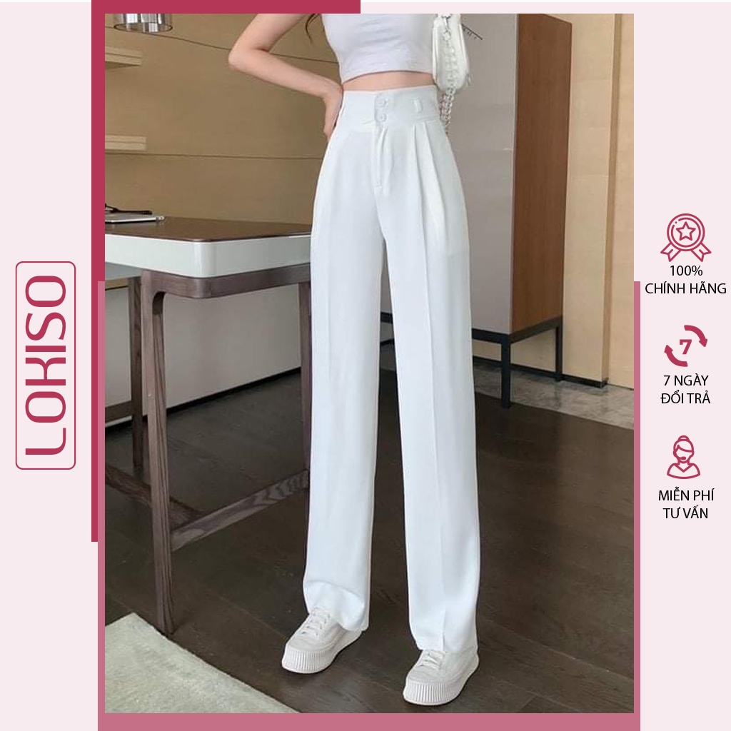Quần ống rộng nữ lưng cao ống suông công sở đẹp LOKISO QD13