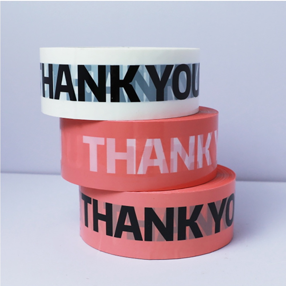 Cuộn băng keo in họa tiết chữ thank you 4.5cm x 100M dùng để trang trí / gói quà