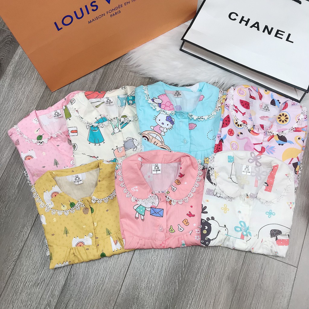 Bộ pijama viền ren siêu xinh cho bé gái - BPBR