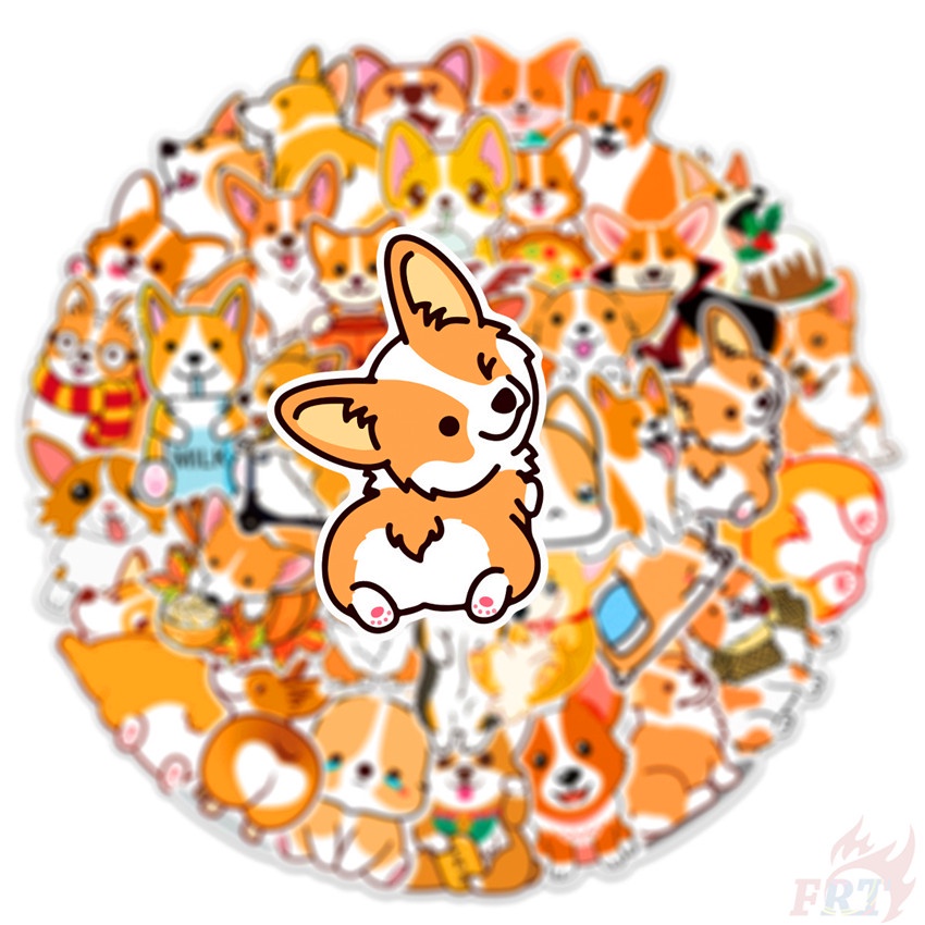 Bộ 100 Cái ❉ Hình Dán Dòng Corgi B ❉ Sticker Dán Hành Lý Hình Chú Chó Doodle Thời Trang