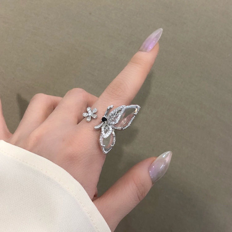 Nhẫn Hở Hình Bướm Đính Đá Zircon Độc Đáo Thời Trang Mới Lạ Lạ Mắt Cho Nữ