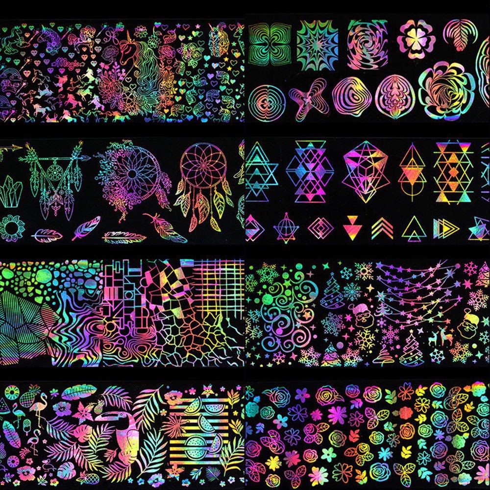 Bộ 8 Miếng Dán Trang Trí Móng Tay Xinh Xắn Cho Nữ