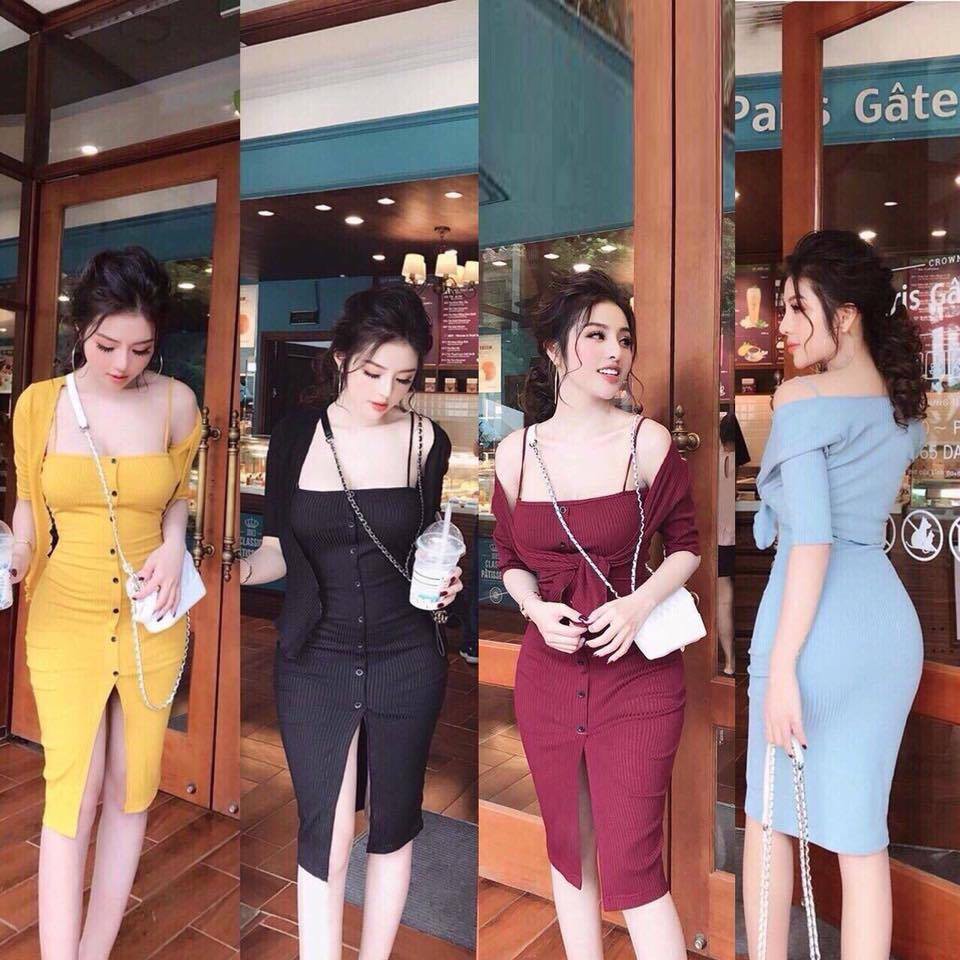 Sét đầm body áo khoác