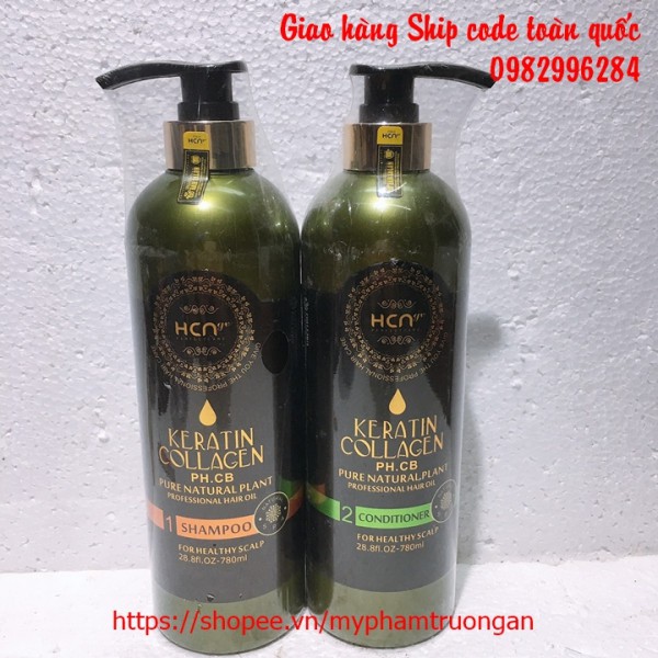 Bộ Dầu gội và dầu xả keratin Collagen HCN Go Perfect Car