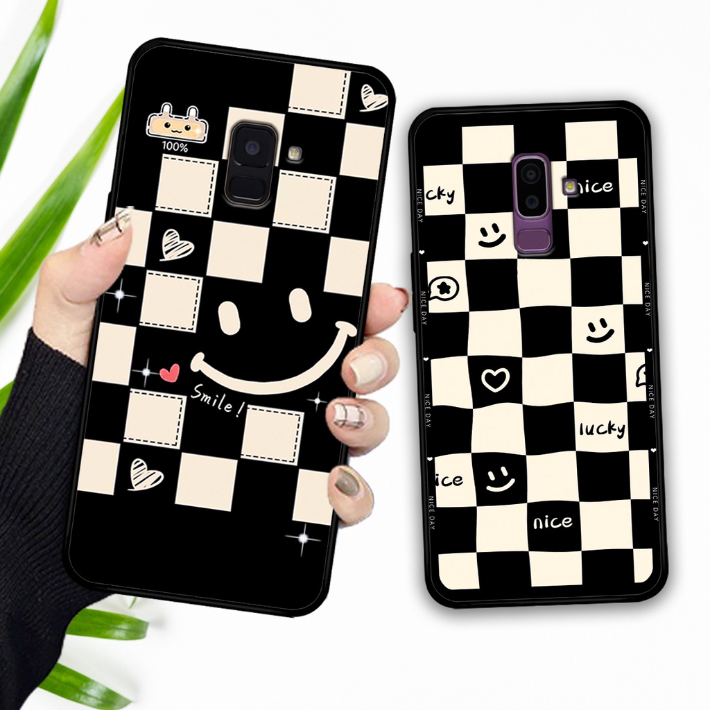 Ốp lưng Samsung J6 2018 / J6 Plus / J6+ / J8 in hình họa tiết caro trái tim, mặt cười đơn giản, cá tính