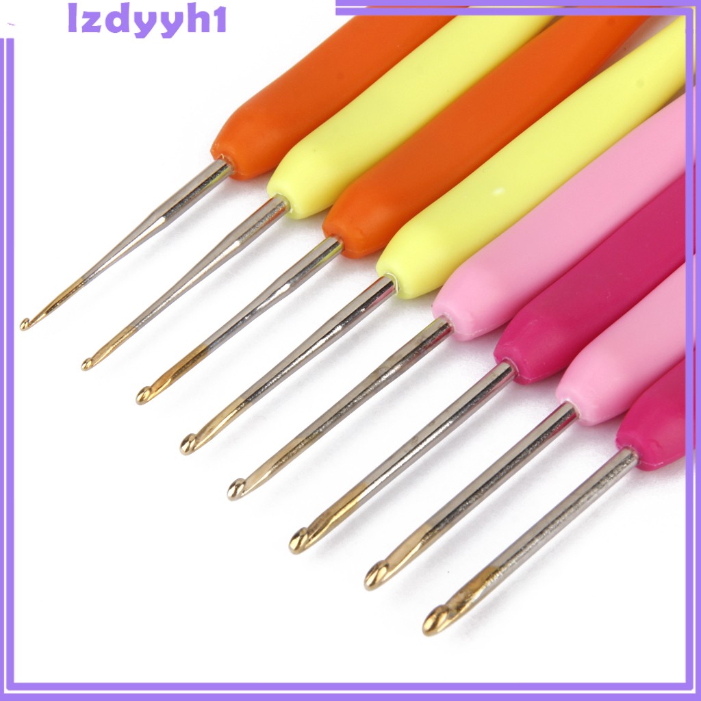 Set 8 Kim Móc Len Đầu Nhựa 1mm-2.75mm Nhiều Màu Sắc