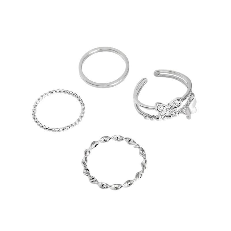 Bộ 4 Nhẫn Hình Bướm Xoắn Ốc Có Thể Điều Chỉnh Phong Cách Hàn Quốc Thời Trang Cho Nữ