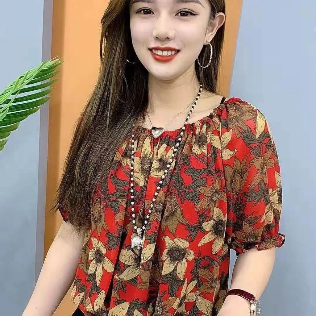 Áo Sơ Mi Chiffon Dáng Rộng Họa Tiết Hoa Phong Cách Thời Trang Phương Tây Dành Cho Nữ