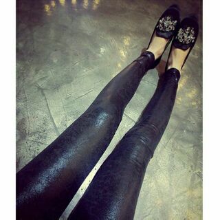 Legging thun giả da