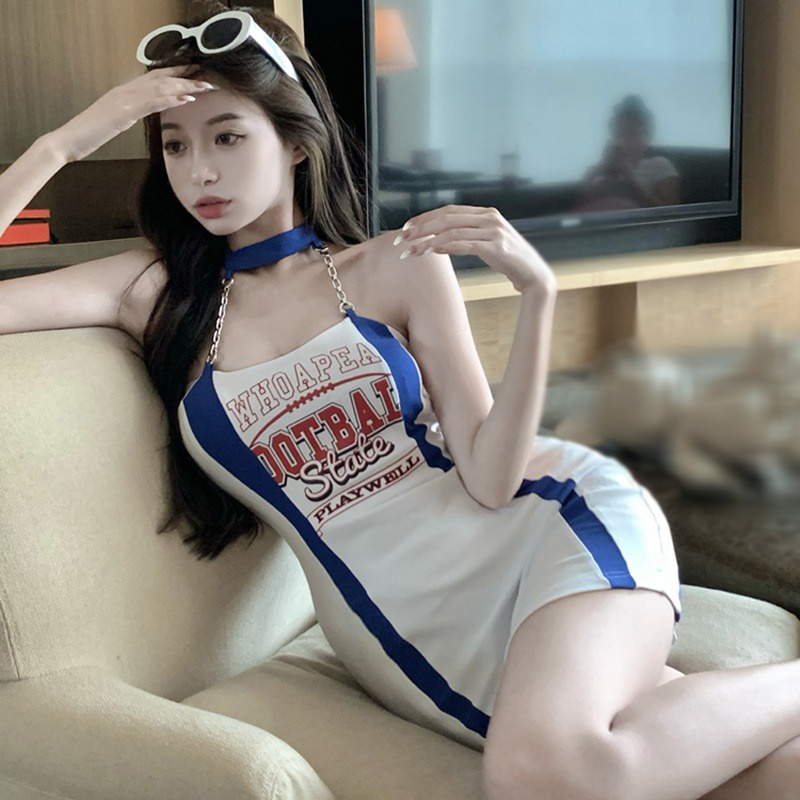 Đầm Ôm Không Tay In Chữ Phong Cách Hàn Quốc Quyến Rũ Cho Nữ