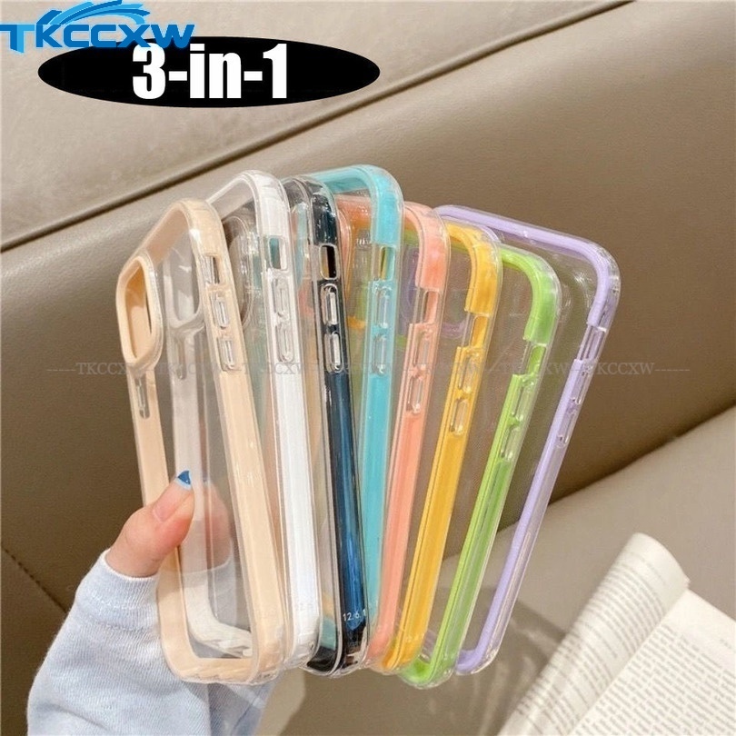 Ốp Điện Thoại Trong Suốt Chống Sốc Màu Kẹo 3 Trong 1 Cho Huawei Nova 5i 5 Pro Nova 5Z 5T 4 4e