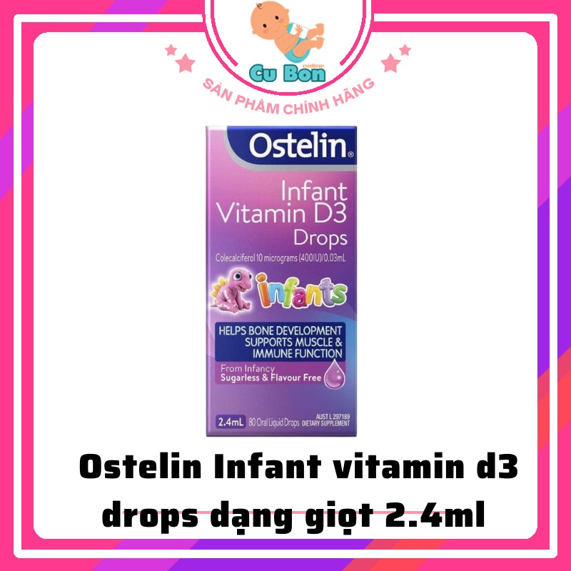 vitamin d3 cho trẻ sơ sinh Ostelin Infant vitamin d3 drops dạng giọt 2.4ml của úc cho bé từ sơ sinh đến 12 tuổi thumbnail