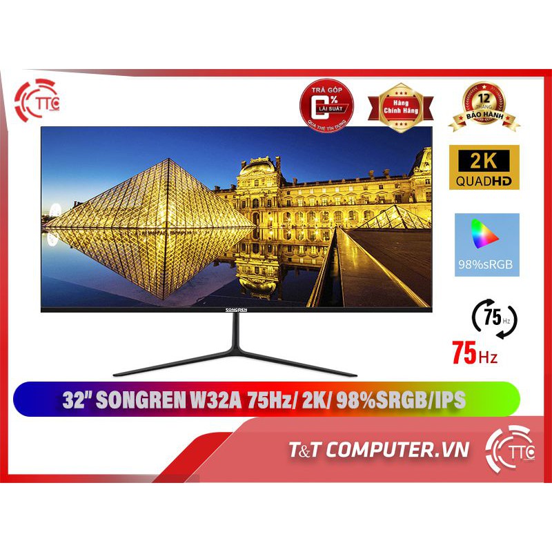 Siêu Phẩm Màn Hình Máy Tính 32 inch độ phân giải 2k 2560x1440 panel IPS 75hz Freesync mới 100%