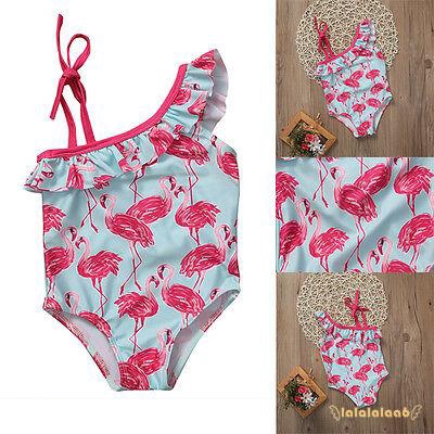 Đồ bơi một mảnh in hình chim hồng hạc dễ thương cho bé gái