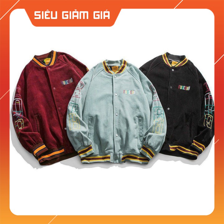 [HÀNG THIẾT KẾ] Áo khoác bomber nam nữ chất liệu nhung dày dặn chữ thêu- áo khoác bóng chày | BigBuy360 - bigbuy360.vn