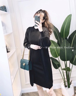 Áo khoác len lông thỏ dáng dài